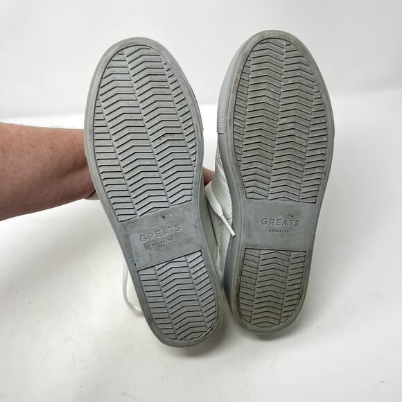 Greats Womens Brooklyn White Leather Lace Up Sneakers SZ 7.5 Gray Outsole - Picture 5 of 12